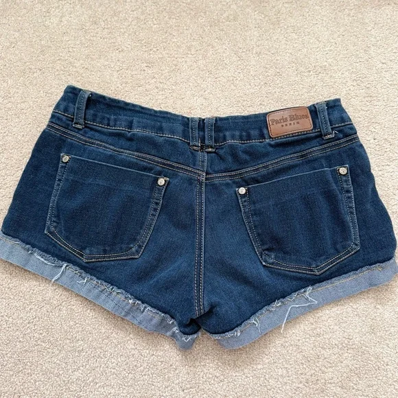 Vintage Paris Blues Y2K Low Rise Denim Shorts Shortie Shorts Dark Wash size 9 - Picture 3 of 4